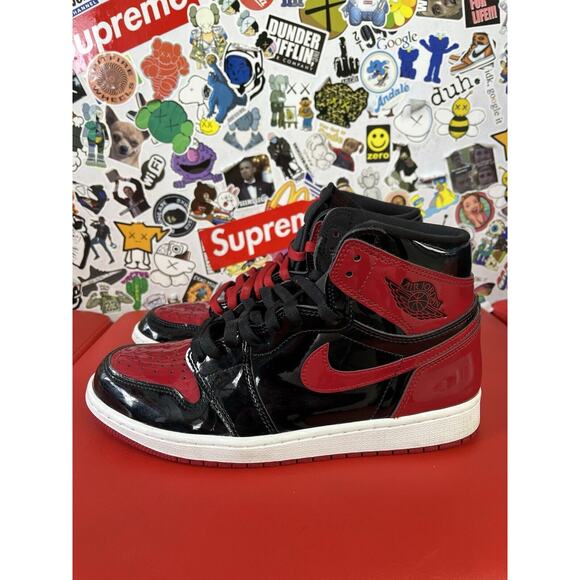 Size 9.5 - Jordan 1 Retro OG High Patent Bred 100% Authentic No Box